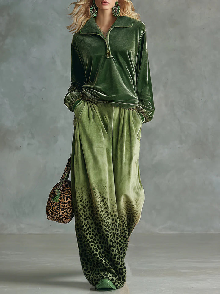 Megan™ | Velvet Top And Wide-leg Pants Set