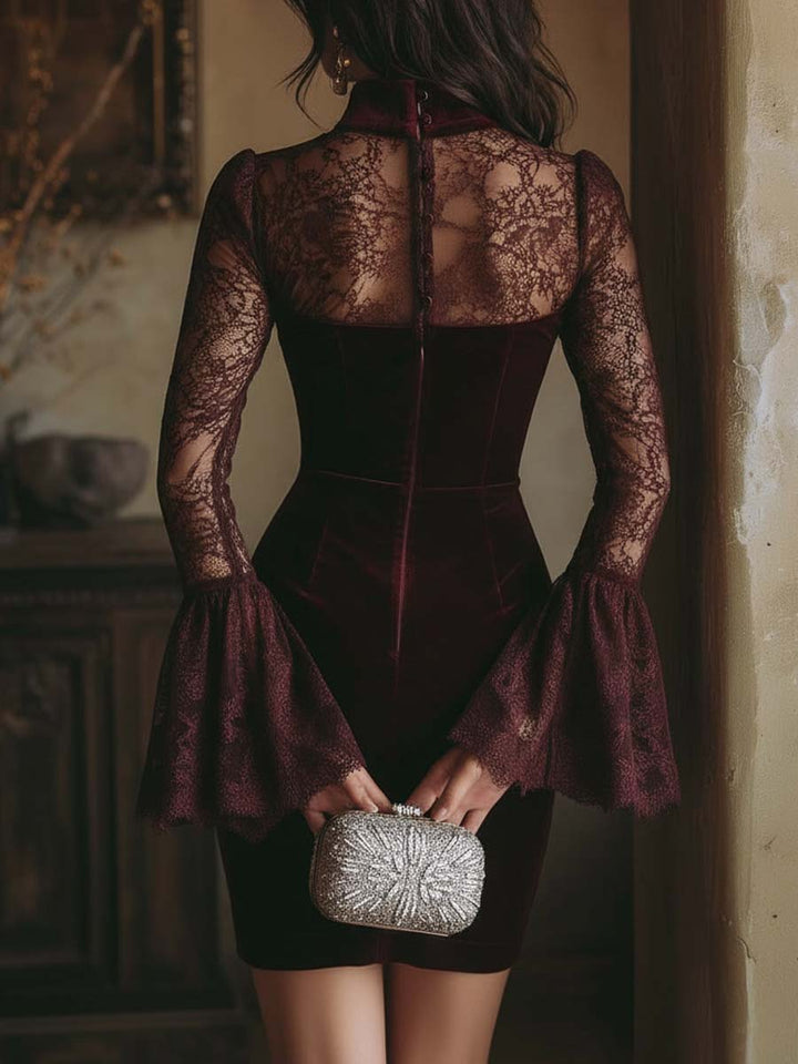 Mia™ | Velvet Lace Bodycon Mini Dress