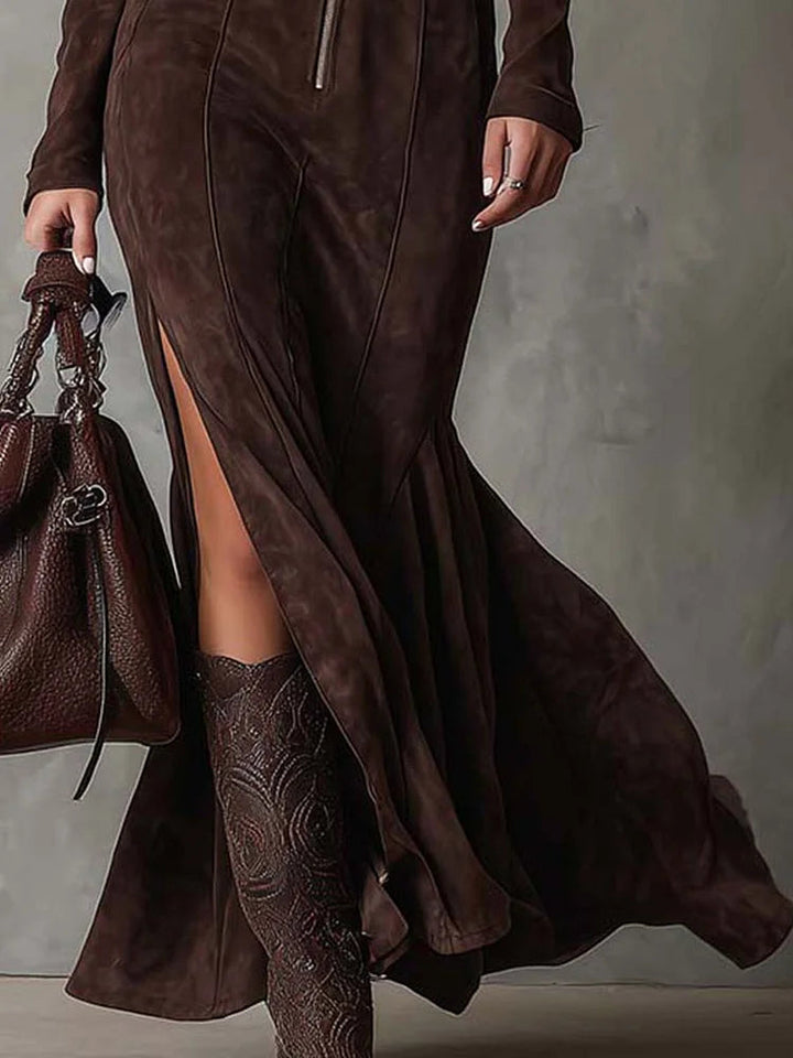 Mia™ | Zipper Belted Maxi Dress