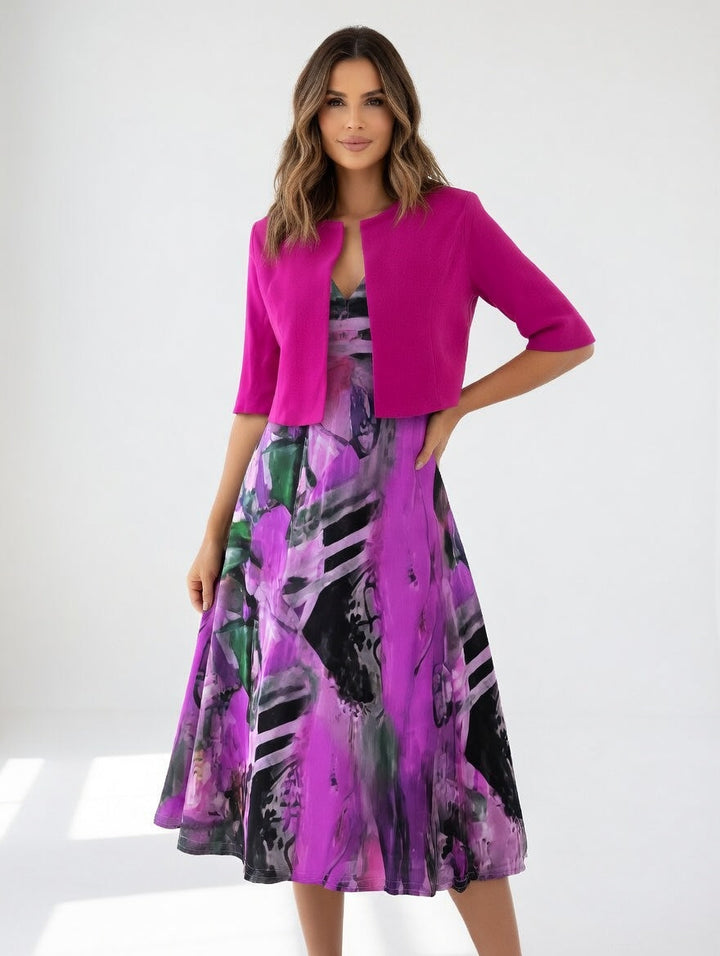 Lisa™ | Elegant Midi Dress with Knit Bolero