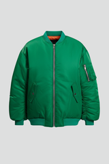 Women Oversized Jacket with Zipper and Long Sleeves