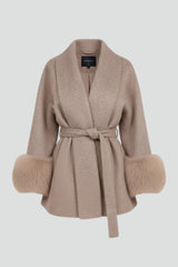 Women’s Belted Full Length Coat with Waist Tie
