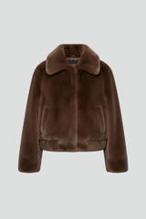 Women’s Bomber Jacket with Faux Fur and Side Pockets
