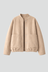 Women’s Bomber Jacket with Front Closure and Functional Pockets