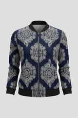 Women’s Bomber Jacket with Zip Closure and Floral Print