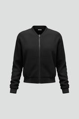 Women’s Bomber Jacket with Zipped Front and Textured Surface