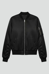 Women’s Bomber Jacket with Zipper Closure and Ribbed Details