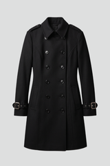 Women’s Coat with Double-Breasted Buttons and Long Sleeves