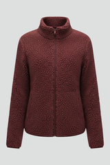 Women's Fleece Jacket with Stand-Up Collar and Zip Fastening