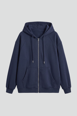 Women’s Hooded Jacket with Asymmetrical Zip and Drawstring Hood