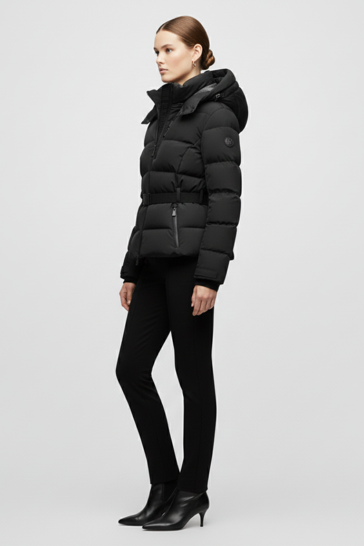 Women’s Jacket with High Collar and Waist Belt