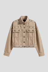 Women’s Jacket with Studded Surface and Button Closure