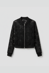Women’s Jacket with Zip Fastening and Lace-Look Surface