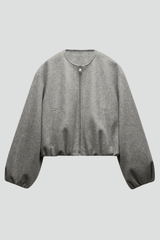 Women’s Jacket with Zip Fastening and Ribbed Hem