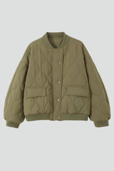 Women’s Oversized Jacket with Quilted Surface and Snap Closure