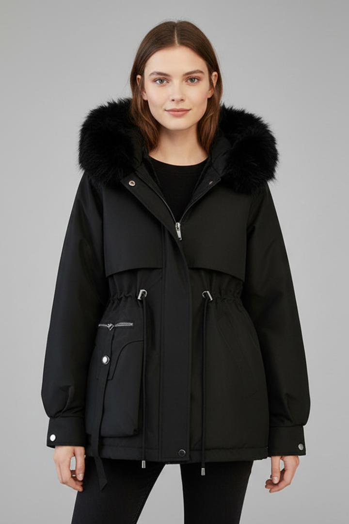 Women’s Parka Jacket with Hood and Drawcord