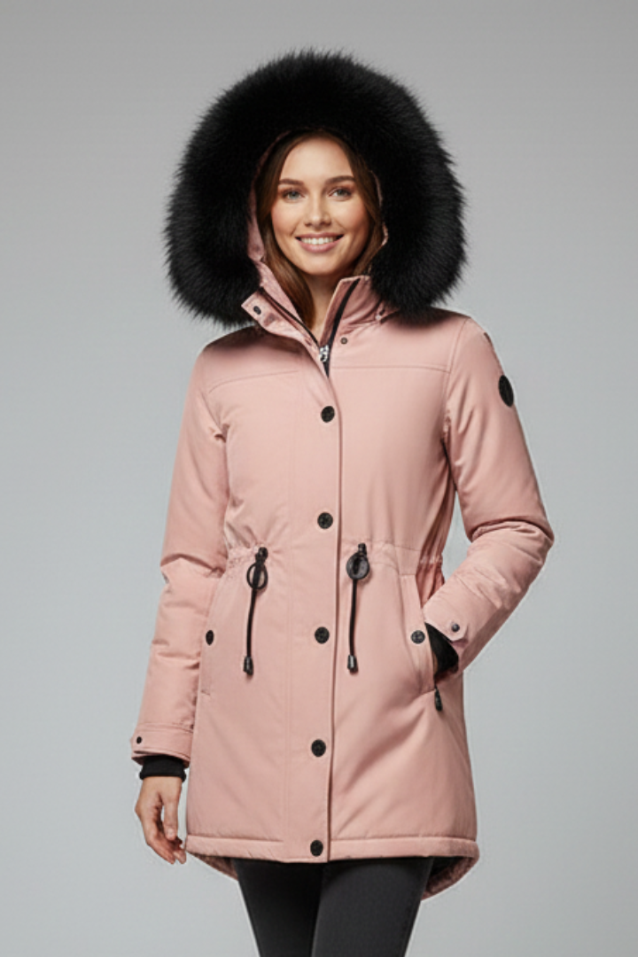 Women’s Parka Jacket with Hood and Flap Pockets