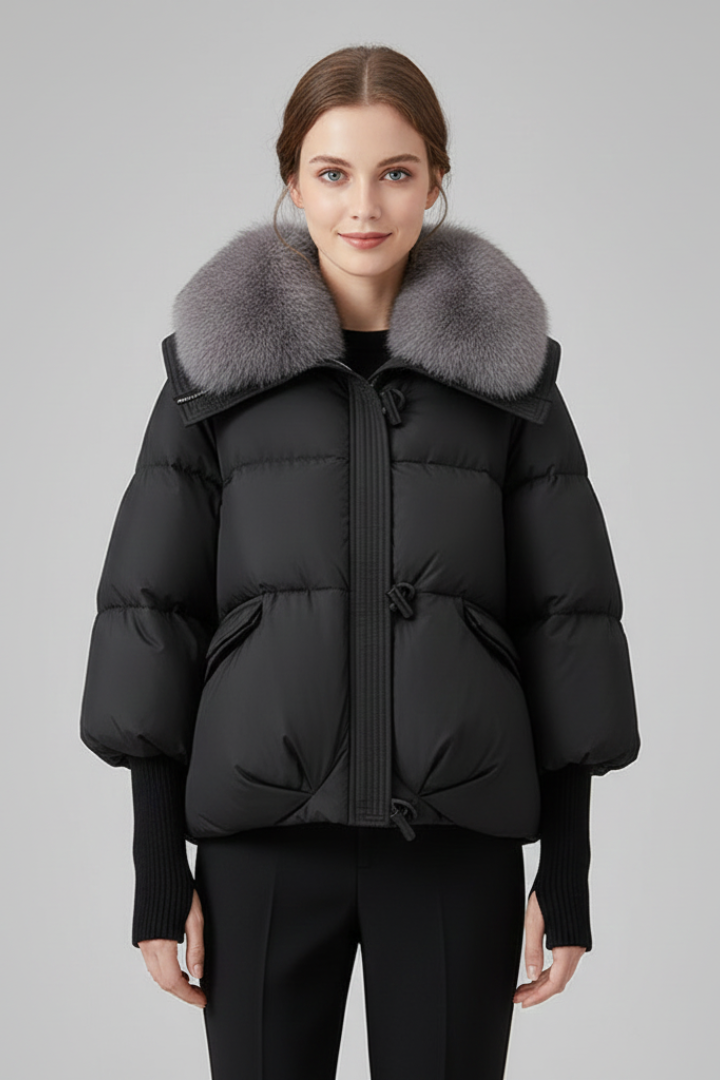 Women’s Puffer Jacket with Zip Fastening and Flap Pockets