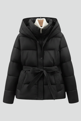 Women’s Quilted Jacket with Hood and Belt