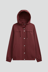 Women’s Trench Coat with Hood and Long Sleeves