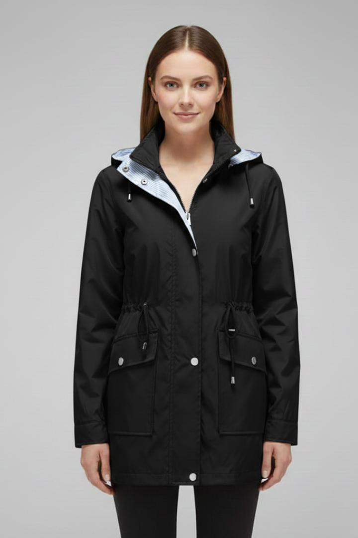 Women’s Trench Coat with Hood and Zip