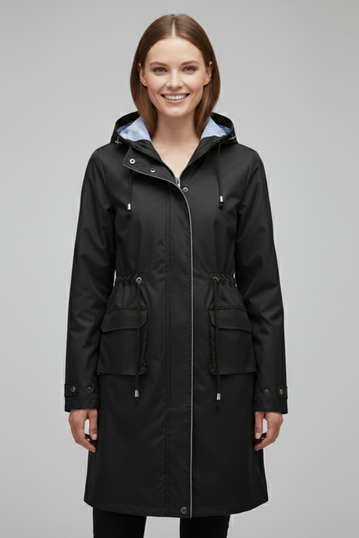 Women’s Trench Coat with Hood and Zip