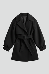 Women’s Trench Coat with Waist Belt and Textured Surface