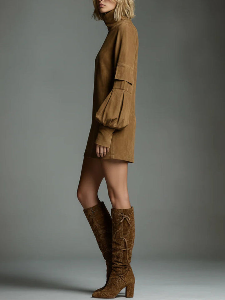 Isabella™ | Suede Turtleneck Mini Dress