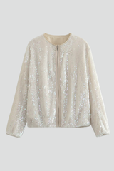 Women’s Zip Jacket with Round Neckline and Textured Surface