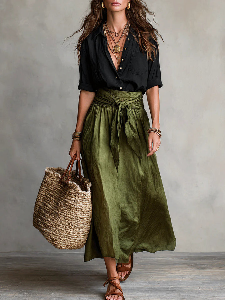 RIVER | Two-Piece Set:Top and Midi Skirt