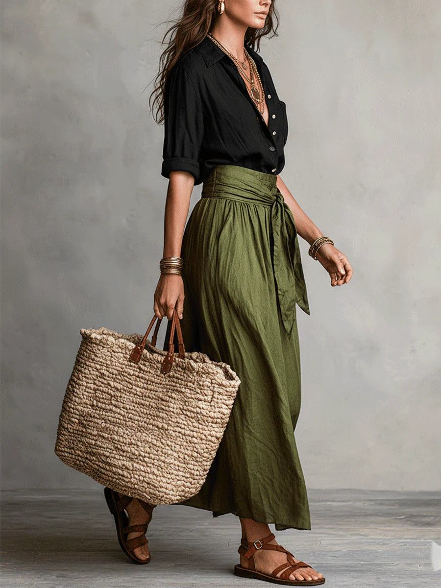 RIVER | Two-Piece Set:Top and Midi Skirt