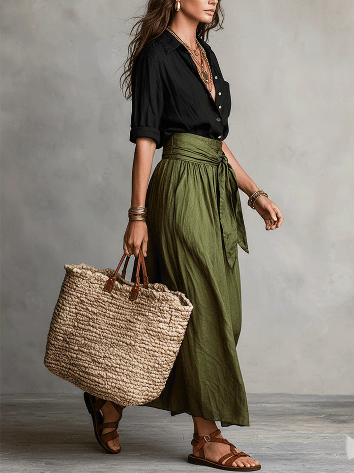 RIVER | Two-Piece Set:Top and Midi Skirt