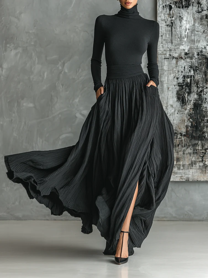 Emma™ | Skinny Turtleneck And Pleated Skirt Set