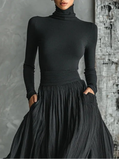 Emma™ | Skinny Turtleneck And Pleated Skirt Set
