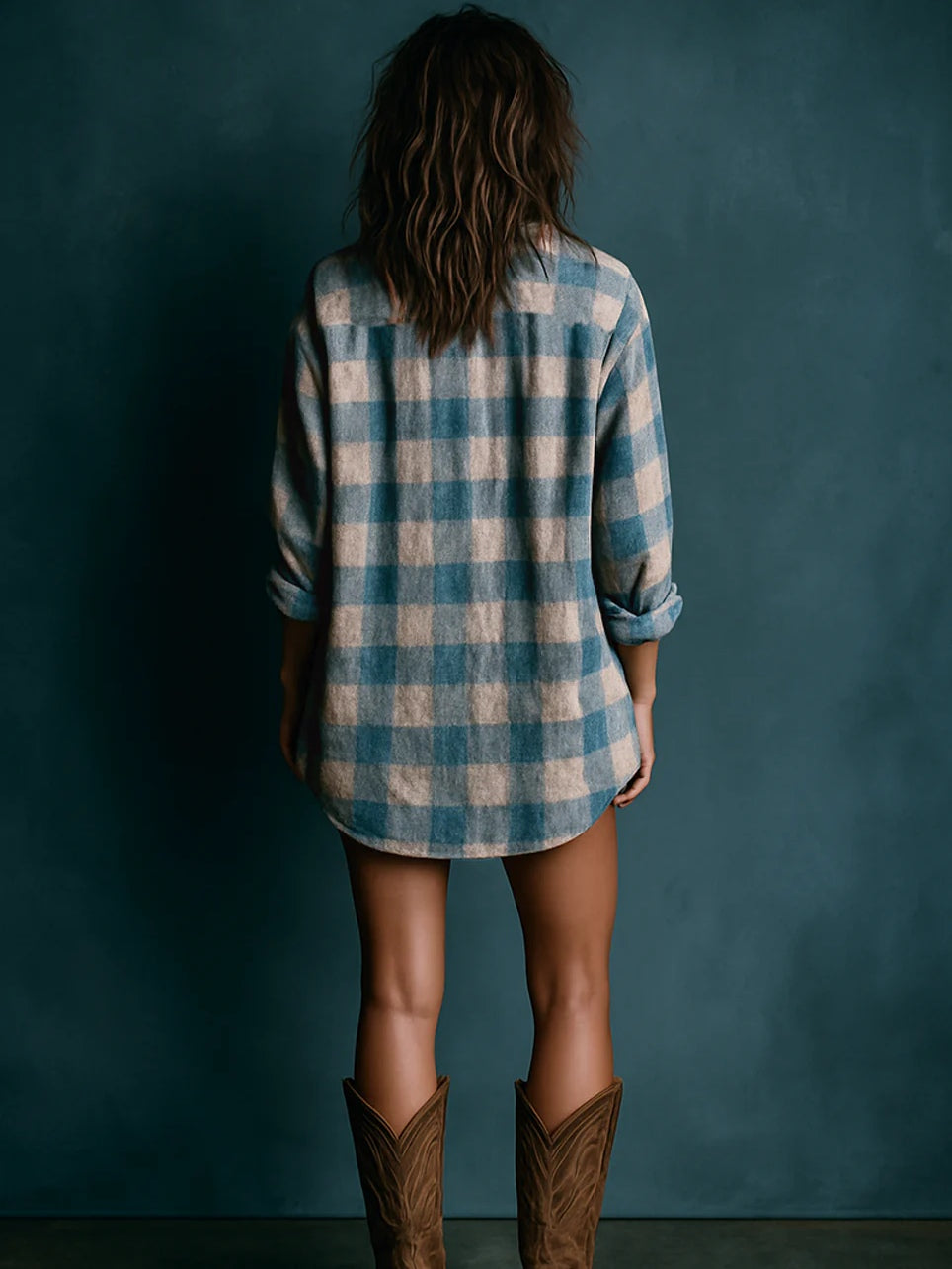 Emily™ | Plaid Henley Neck Mini Dress