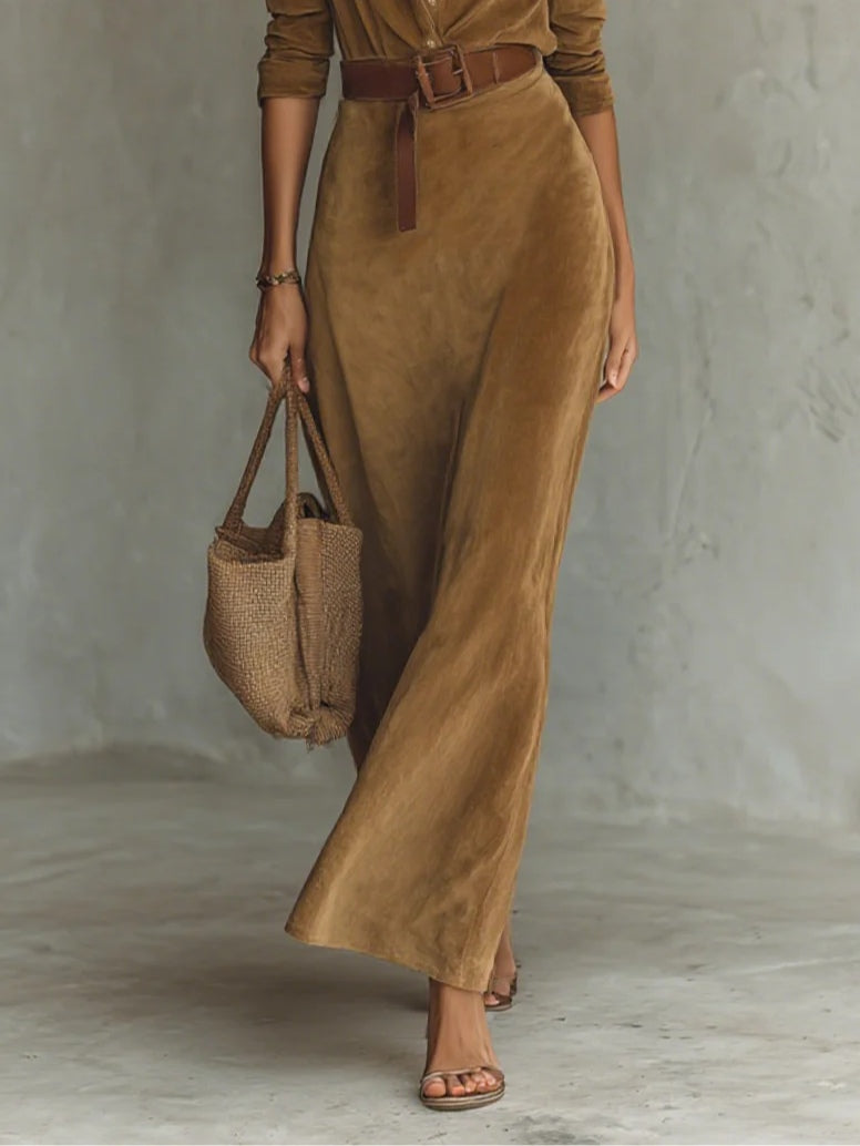 Isabella™ | Suede Single-breasted Maxi Dress