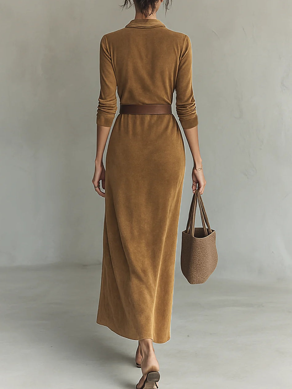 Isabella™ | Suede Single-breasted Maxi Dress