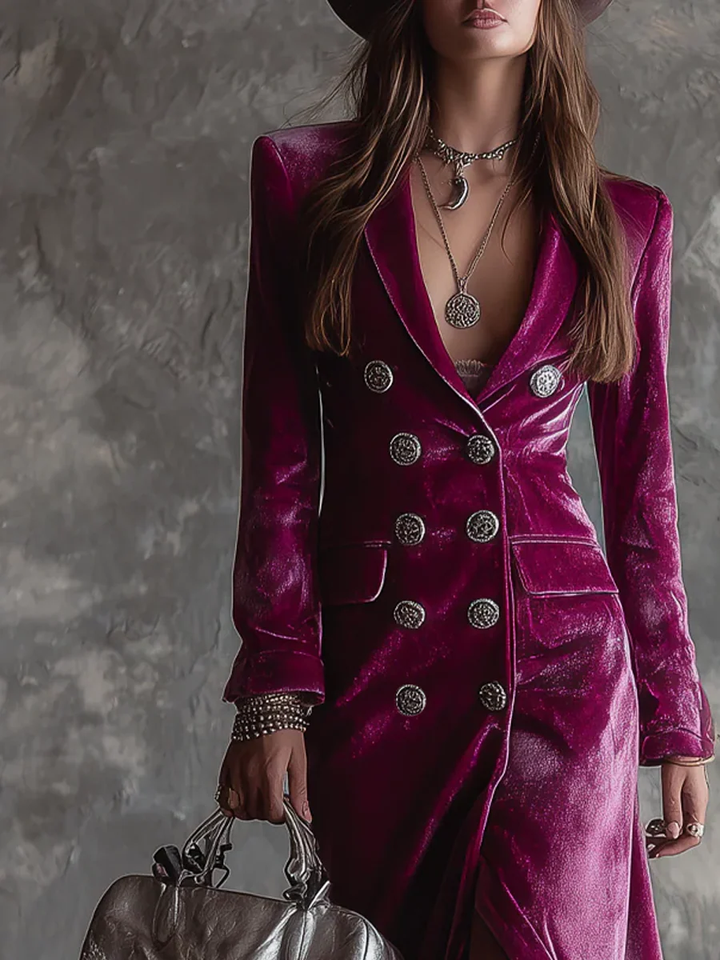 Rachel™ | Button-Down Velvet Maxi Dress