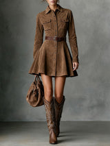 Isabelle™ | Suede Single-breasted Mini Dress