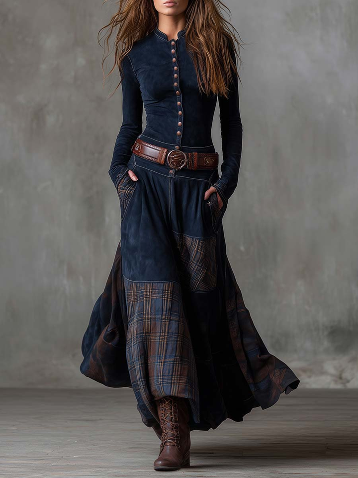 Isabella™ | Suede Maxi Dress With Belt