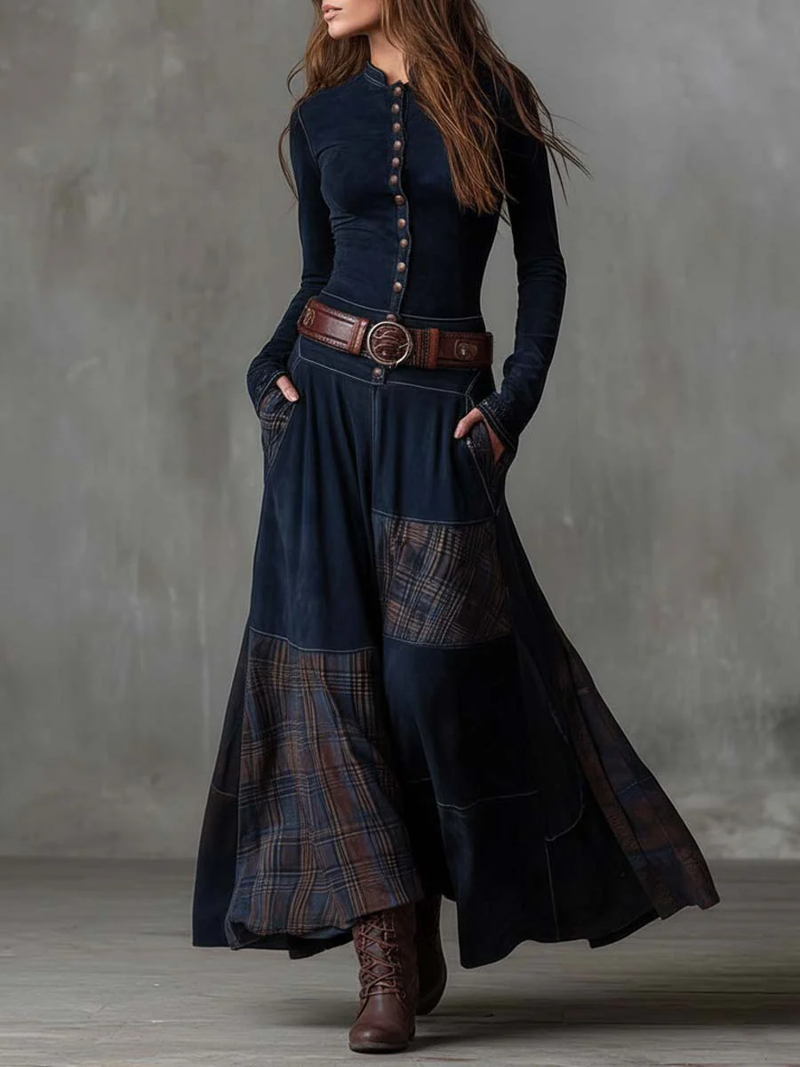 Isabella™ | Suede Maxi Dress With Belt