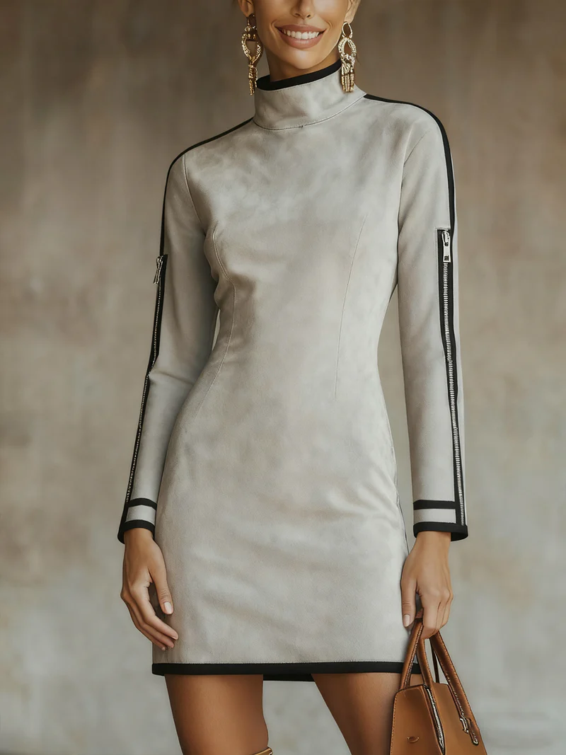 Mia™ | High-neck Zip-up Mini Dress