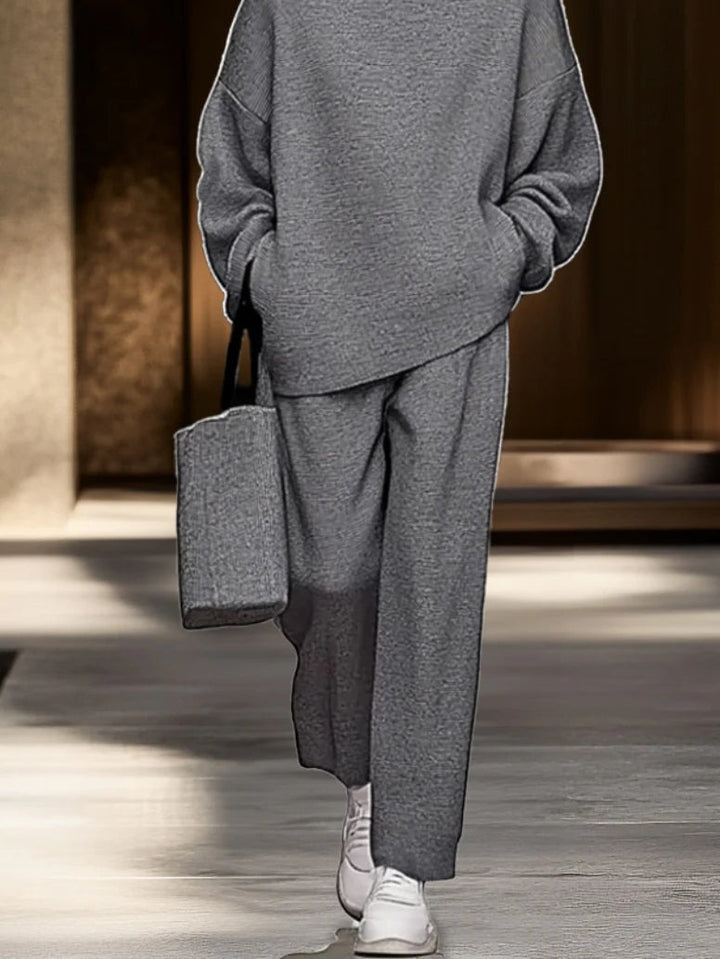 Lila™ | Gray Top And Wide-Leg Pants Set