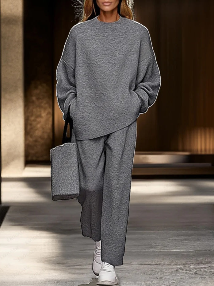 Lila™ | Gray Top And Wide-Leg Pants Set