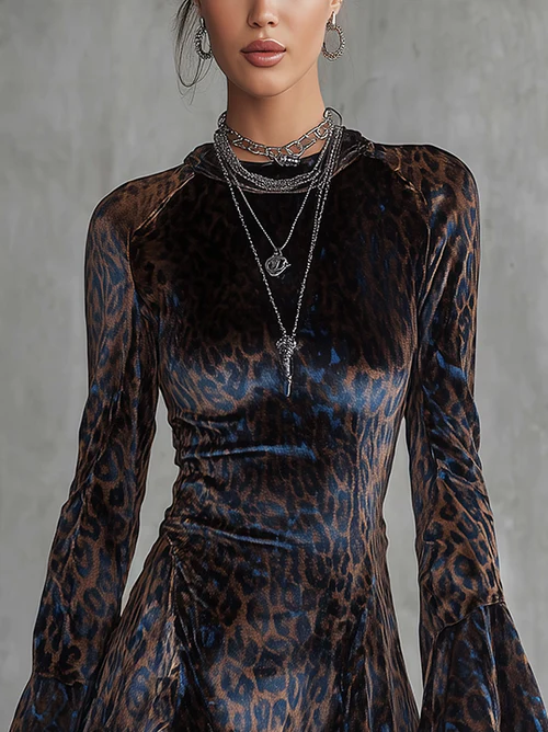 Emily™ | Leopard Print Velvet Mini Dress