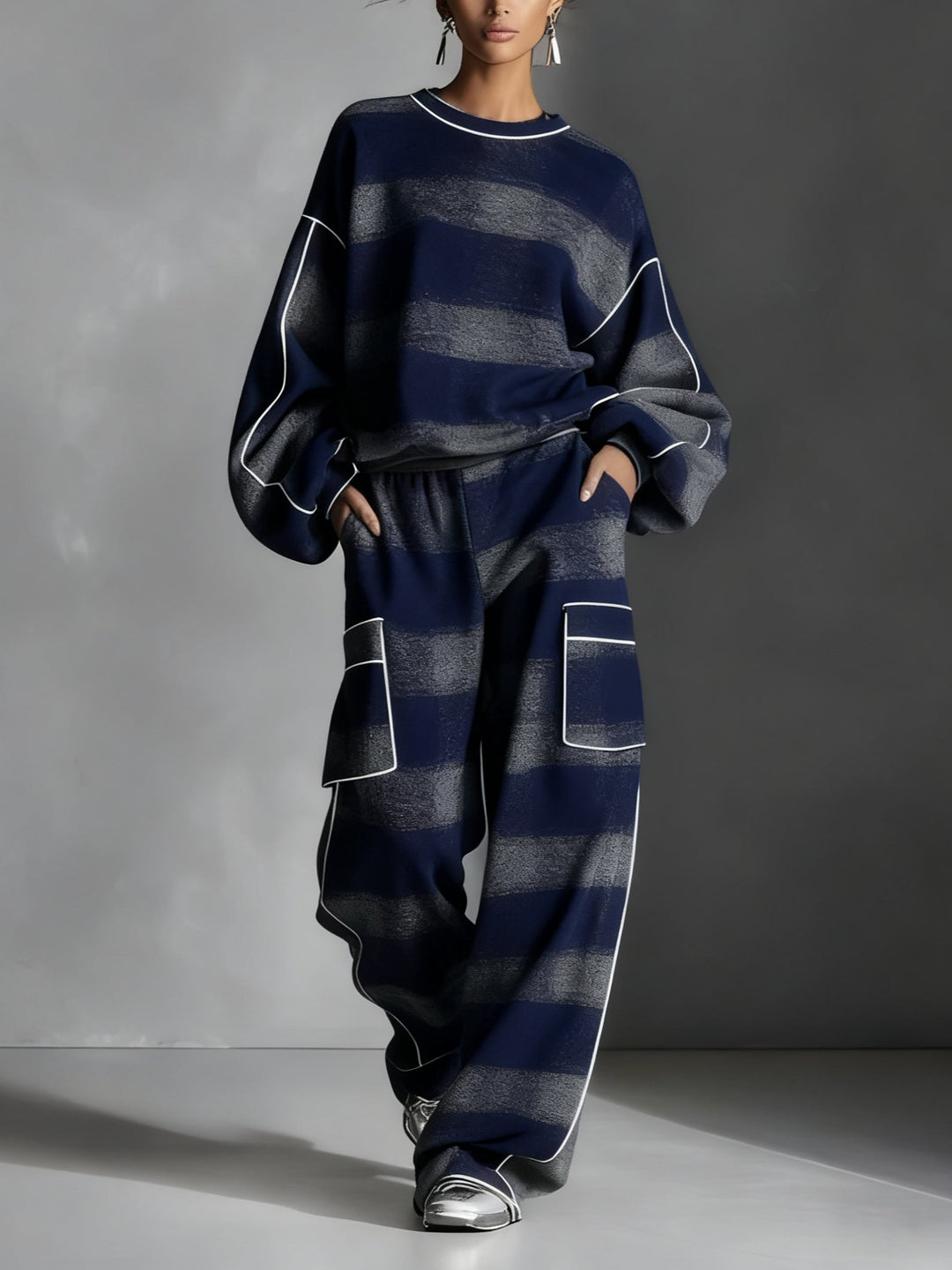 Jessica™ | Color-blocked Sweatshirt And Casual Pants Set