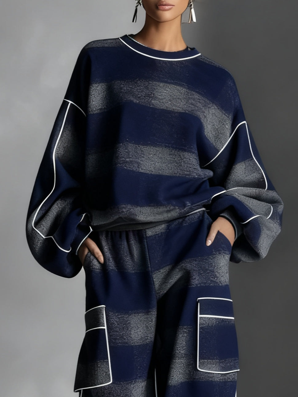 Jessica™ | Color-blocked Sweatshirt And Casual Pants Set