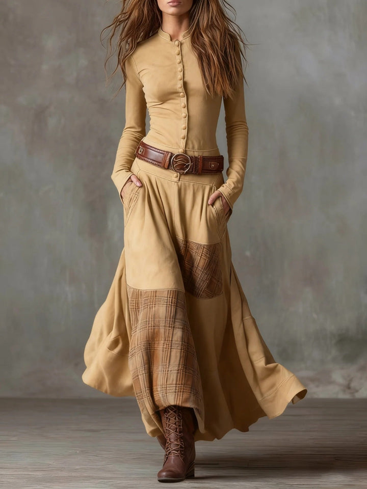 Isabella™ | Suede Maxi Dress With Belt