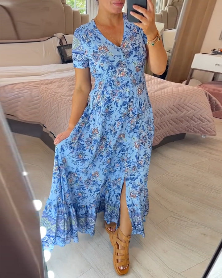 Wibia™ | Floral Print V-Neck Dress