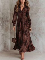 Lila™ | Brown Paisley Zippered Maxi Dress
